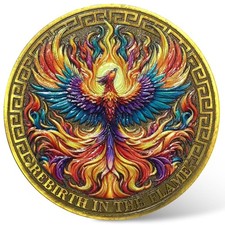 CYOUNG Phoenix Rising Sobriety Chip - Colorful AA Recovery Multicolored
