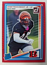 2025 Donruss Football #385 Red Press Proof Demetrius Knight Rookie Card. rookie card picture