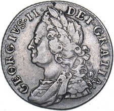 1758 Shilling - George II British Silver Coin - Nice