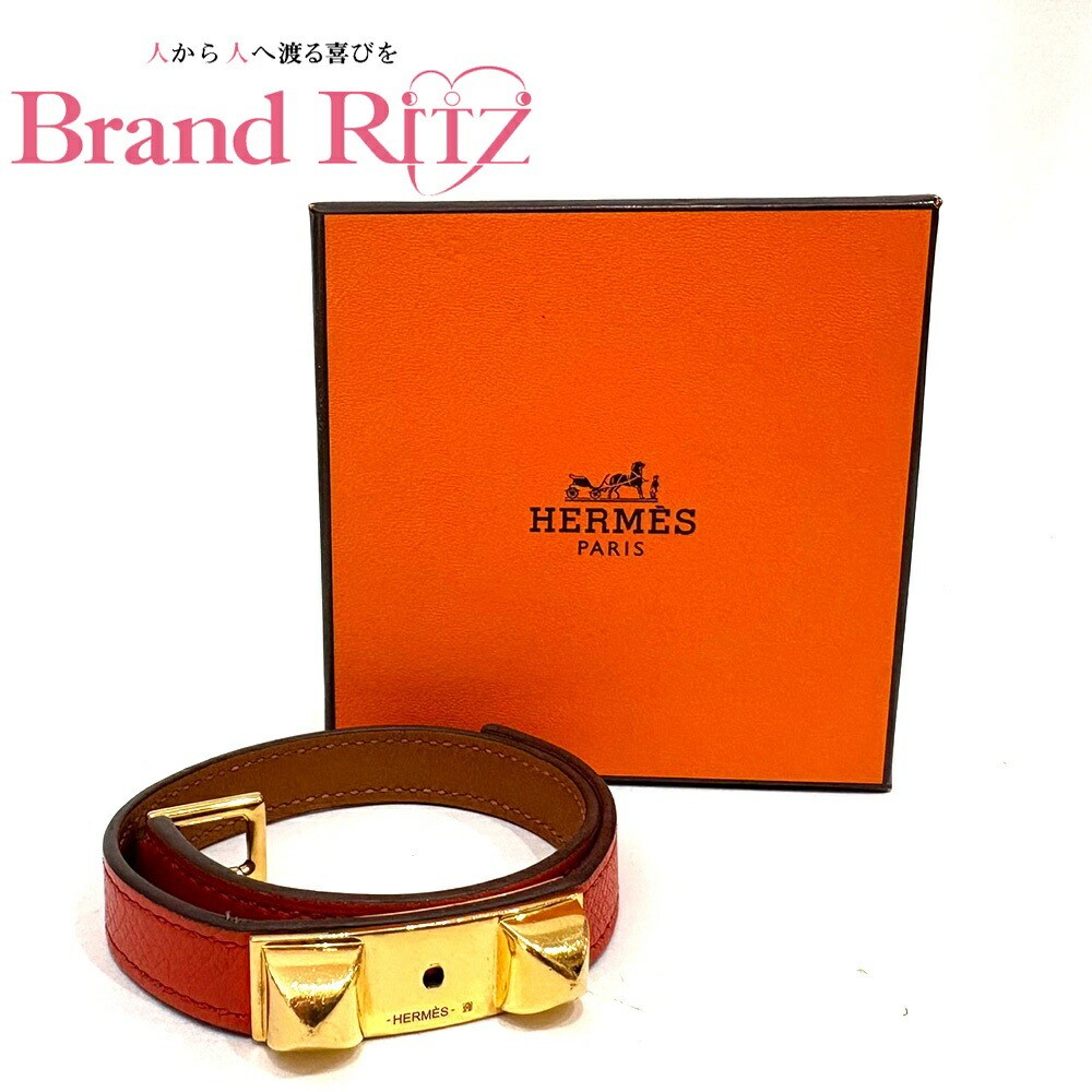 Hermes Y0710 Dubletour 2-Row Engraved Bracelet for Women Pre-Owned
