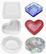 3 Pack Resin Silicone Mold,Resin Casting Molds DIY Square Heart Rhombus Shape...