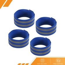 Pack of 4 Reflective Bands for Arm Wrist Ankle Leg 14x2 Inch Strip Blue
