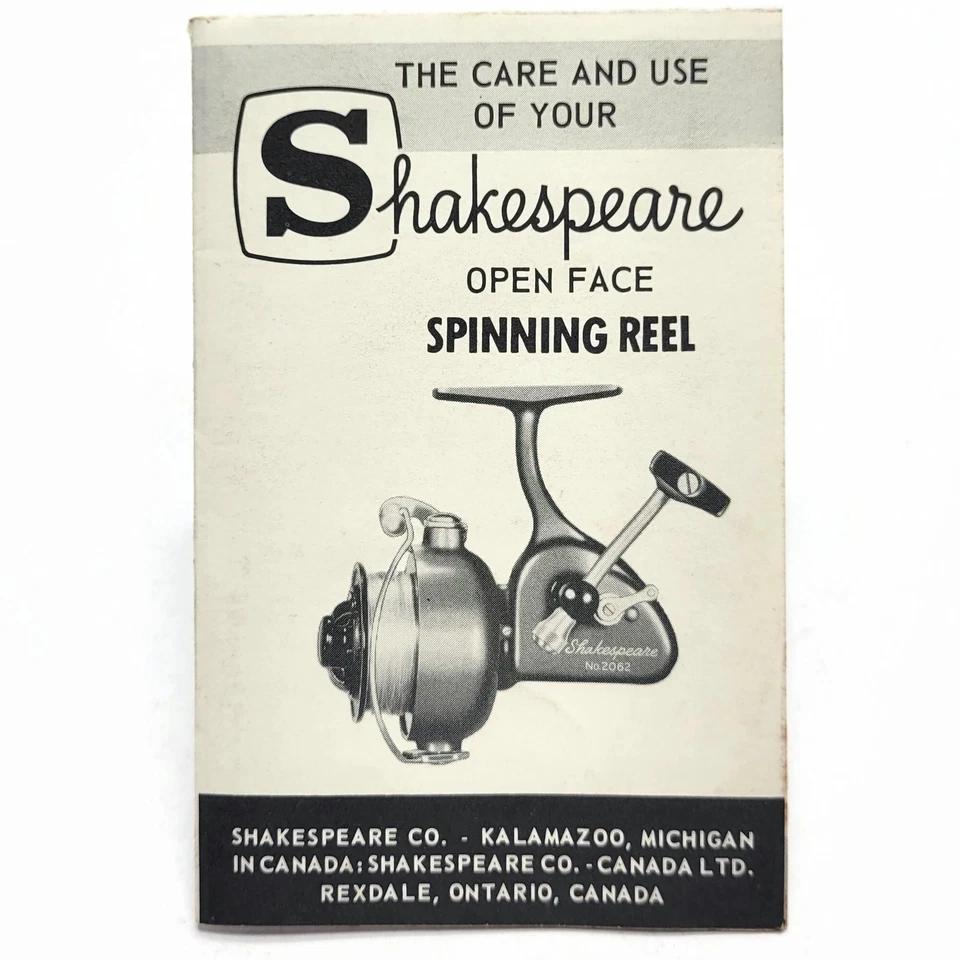 Vintage 1964 Shakespeare 2062 Open Face Spinning Angelrolle Teile Katalog Buch