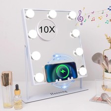 Lighted Vanity Mirror with Bluetooth Speaker and Wireless Charging Makeup Mir...
