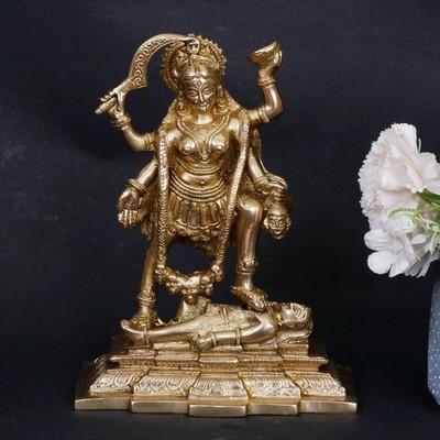 Messing Göttin Kali Mata Maa Idol Statue Figur Skulptur