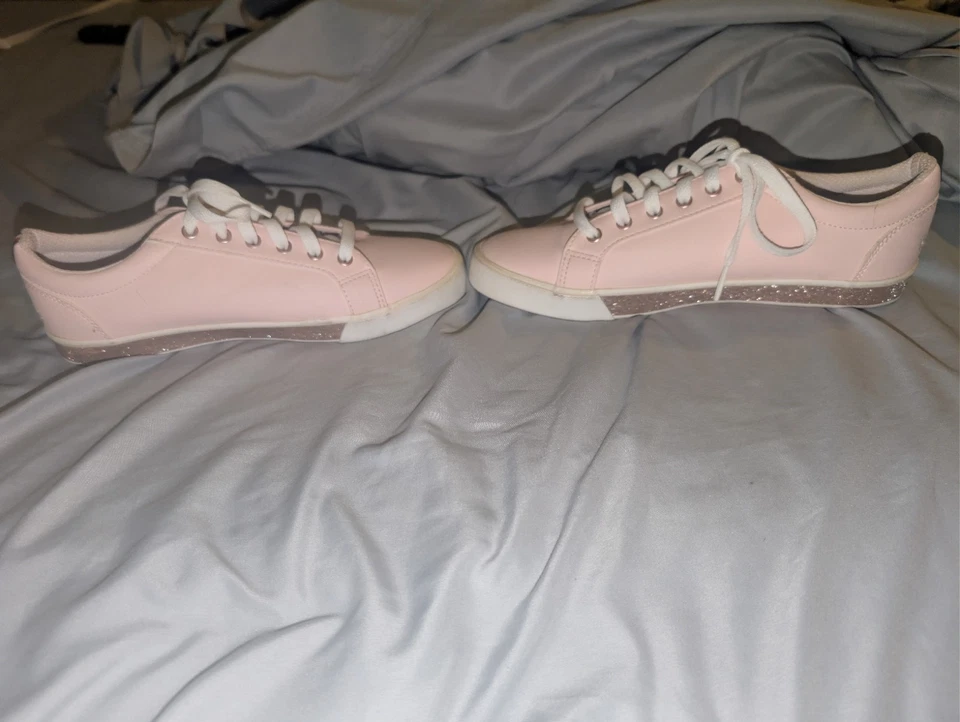 Zapatillas niños niñas talla 5 imitación cuero rosa logo zapatos con cordones Foto 4 de 4