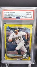 ROY 2025 Bowman Chrome Prospects Nick Kurtz #BCP-114 Yellow Wave Refractor 33/75