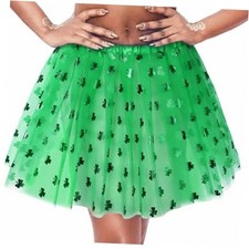 St. Patrick's Day Skirt Green Shamrock Tutu Elastic Clover Dance Skirts Irish