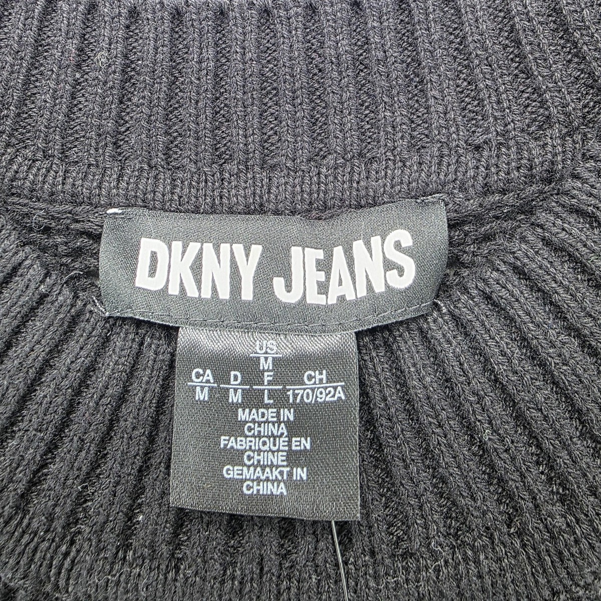 DKNY Jeans Sweater Vest Mens Medium Black Open Knit Mesh Cotton 