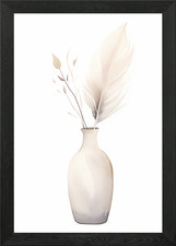 Feather and Twigs in Vase Framed Wall Art Poster Canvas Print Picture
