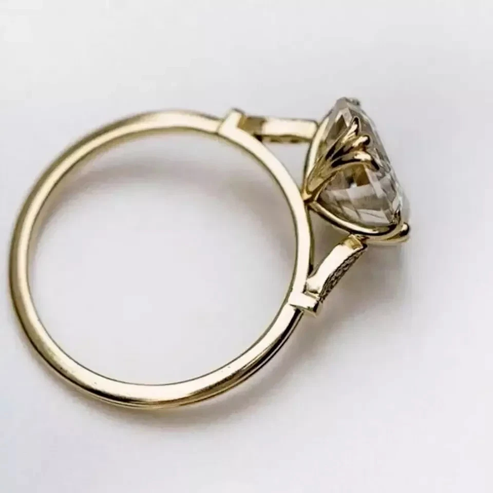 Anillo de compromiso de diamantes creado en laboratorio estilo Art Deco de 3,5 quilates con corte Asscher FN Foto 4 de 4