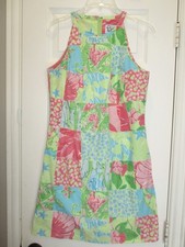 Lilly Pulitzer 6 Pink White Patchwork Dress Halter White Tag Vintage 