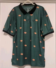 Vice Golf Daily Juice Polo Shirt Performance Green Orange AOP Men's 2XL NWT