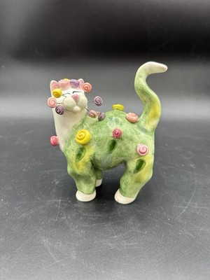 Amy Lacombe Whimsiclay Cat Multicolor Rosettes 2001 Annaco Creations Rosebud