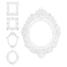5 Pcs Vintage Resin Picture Frames, Mini Picture Frames, White