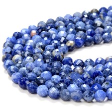 Natural Sodalite Gemstone AAA Micro Faceted Round 3MM 4MM 5MM Beads 15 inch P56