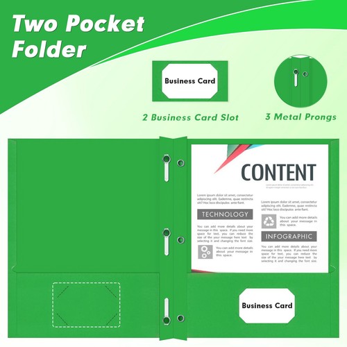 30PCS Two Pocket Folders 3 Prong Letter Size Green for Office Classroom - Picture 5 of 7