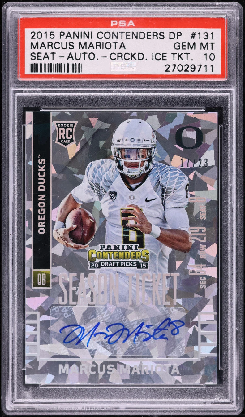Marcus Mariota Panini Contenders Draft Picks #131 Seat-Autograph-Cracked Ice Ticket