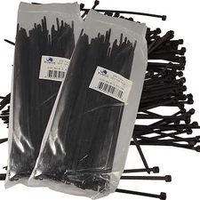 200 8" Cable Ties BLACK 200mm Long 3.5mm Wide 40# Strong Industrial Wire Ziptie