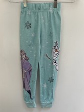 Disney Frozen Kids Girls Anna Olaf Snowman Polyester Pull On PJ Pants Aqua Sz 6