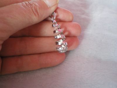 Weißer Topas Spiralkette, 0,3 Karat, 6,97 Gramm 925 Sterling Silber, 18 i