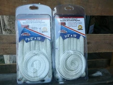 2 New 1/2" X 15' White Braided Nylon Dock Lines, Boat Mooring Rope Spliced Eye