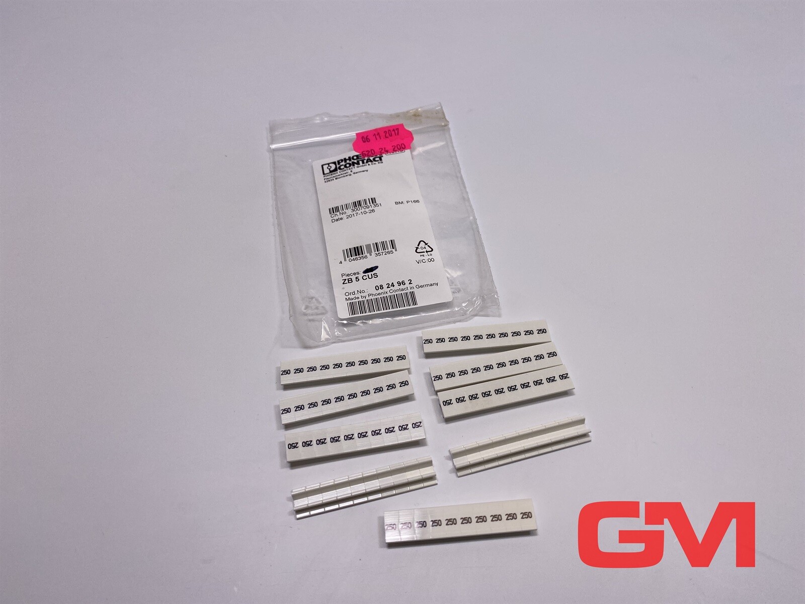 9 x Phoenix Contact Terminal Marking ZB 5 CUS Marker Strip 0824962 9x250