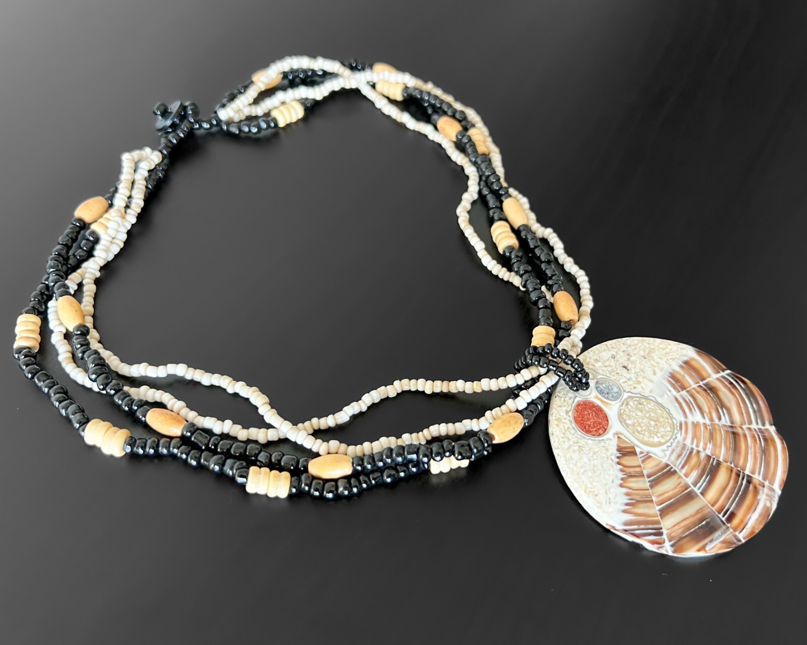 Handmade Artisan Large Round Cone Shell Pendant T… - image 3