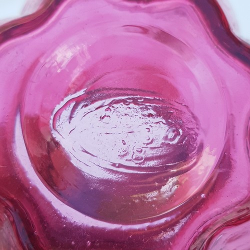 Fenton Cranberry Glass Pitcher Jug with fern optic Pattern - Picture 12 of 17