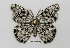 #3211 LARGE ANTIQUED GOLD OPEN FILIGREE BUTTERFLY - 1 Pc Lot