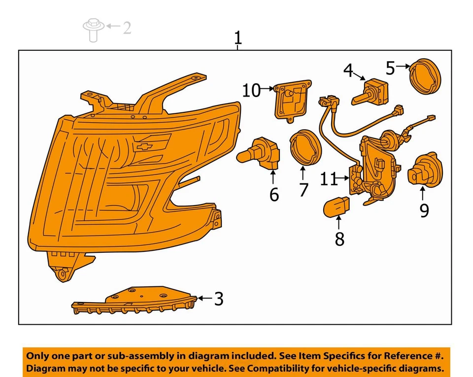 Faro derecho Chevrolet Tahoe 2015-2016 pasajero sin HID Foto 3 de 4