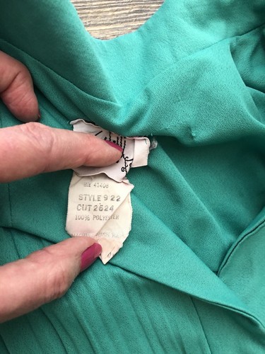 Vintage Willi of California Pleated Long Sleeved Teal Green Maxi Dress Size 10 - Picture 5 of 10