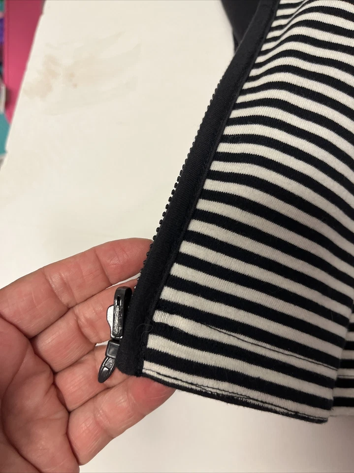 Chaqueta Casual Esquina 2 Piezas Talla L Cremallera Reversible Ss Rayas Camiseta Azul Marino/Blanco Y2K Foto 2 de 4