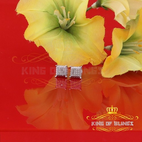 0.10ct Diamond Aretes Para Hombre 925 Silver Women & Men White Square Earring - Picture 2 of 12
