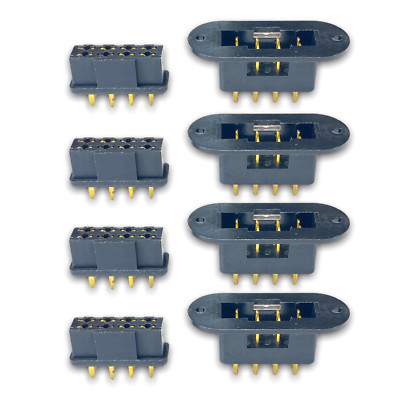   4 Paar 8 Pin 8P Polig 40A Einbaustecker + Buchse RC Lipo LED MPX Schwarz DIY  