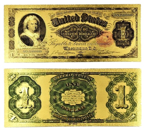 Marta Washington ONE Dollar 1891 Banknote Gold Foil - Picture 12 of 13