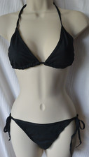Plain Bikini Set Tie Up top & bottom swim suit spandex polyester UK size 8 10 12