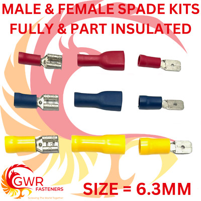 STECKER & BUCHSE SPATEN ELEKTRISCHE KLEMMEN ROT BLAU GELB DRAHT CRIMP STECKER