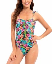 Lucky Brand Small One Piece Swimsuit Floral-Print Vibrant New