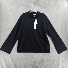 NWT Stateside Size M Mock Neck Boxy Long Sleeve Black Modal Supima Top