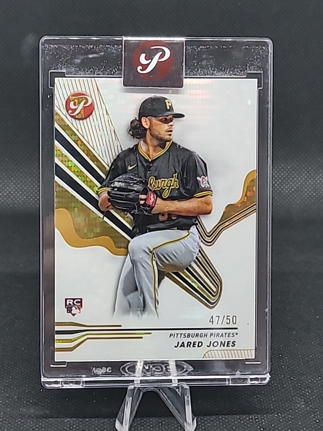 2024 Topps Pristine Gold Refractor Jared Jones Encased 47/50 RC Pirates #184