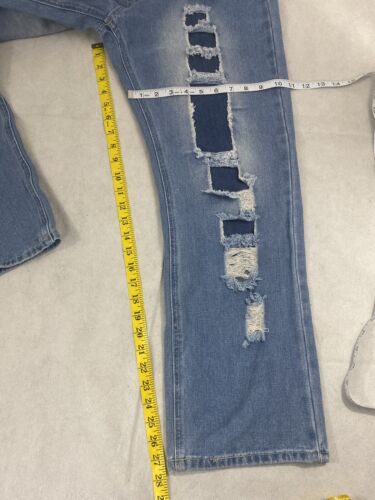 Bambus Jeans Gr. 13 High Rise Waist Skinny Stylisch Rad Blue Distressed Faded - Bild 6 von 12