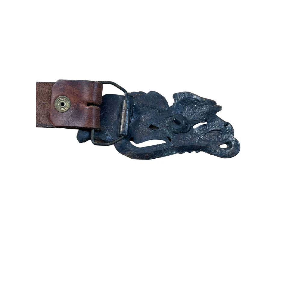 Cinturón de cuero de piel de serpiente en relieve hebilla de dragón marrón 33,50 gótico punk rockero motociclista Foto 4 de 4