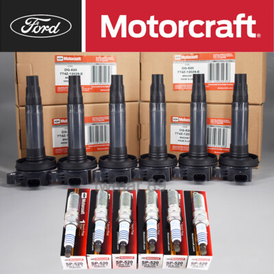 OEM 6PCS Ignition Coil DG520 + 6PCS Spark Plug SP520 For 2010-14 Edge 3.7L UF553