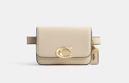【COACH】Bandit Card Case/Ivory Coach Ivory Leather Bandit Card Case Belt Bag Wallet NEW