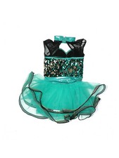 Girl Weissman September 11377 Green Cap Sleeve Sequin Dance Costume Size XSC