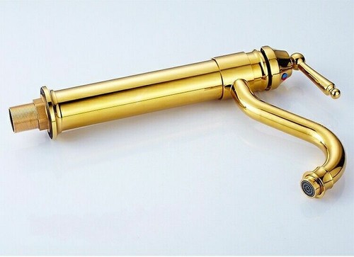 Gold Brass Taps Basin Mixer Sink Kitchen Laundry Faucet 360° Swivel Spout WELS - Picture 9 of 10