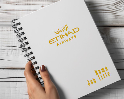 Personalisierter Etihad Airways Flugzeug Spiral Notizblock Pilot Kabinenpersonal Luftfahrt A5