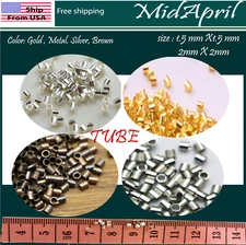 Crimp Beads TUBE Silver/Gold/Bronze/Metal Plated DIY 1.5 2 mm US SELLER