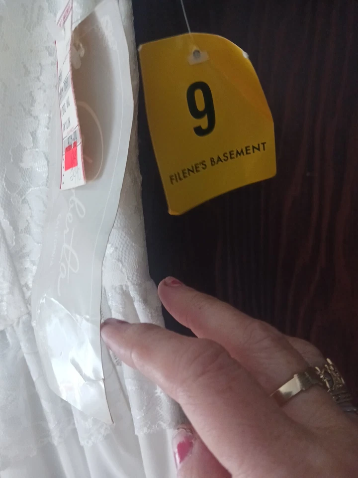 Vestido Roberta Of California Blanco Encaje De Colección Encaje Manga Abullonada Nuevo Con Etiquetas TALLA 9 Foto 3 de 4